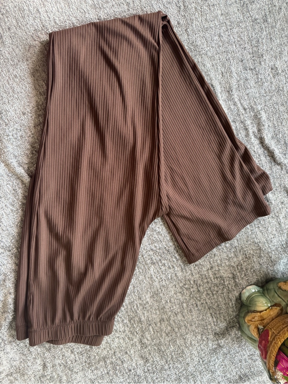 Ambiance Brown Ribbed Wide-Leg Leggings - Picture 2 of 3